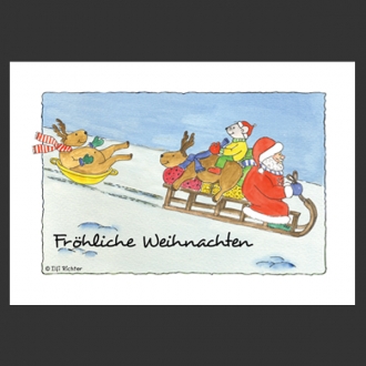 Weihnachtskarte Künstlerkarte, Nikolaus und Elch